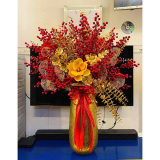 Bình hoa composite, decor, trang trí , bình cắm đào đông (ib chốt màu) B18