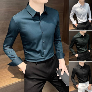 Áo sơ mi nam cao cấp Luxury Lụa Bóng không nhăn ,dáng ôm Hàn Quốc tay dài đi học , thời trang công sở trẻ trung Menswear
