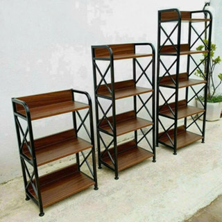 Kệ gỗ khung sắt để đồ trang trí nội thất chữ X 3/4/5 tầng Sắt sơn tĩnh điện, gỗ MDF cao cấp chịu