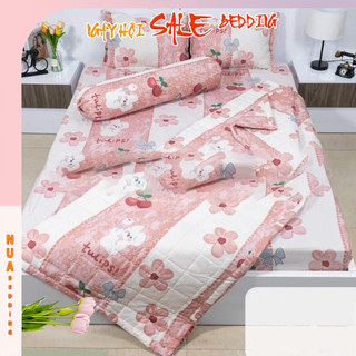 Set Chăn Ga Gối 5 Món,  Chăn Hè Và Ga Giường + Vỏ Gối Nằm, Gối Ôm Chất Mềm Mát Không Bai Xù