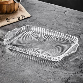 Đĩa thuỷ tinh đựng hoa quả, khay úp cốc thuỷ tinh chữ nhật DELISOGA cao cấp