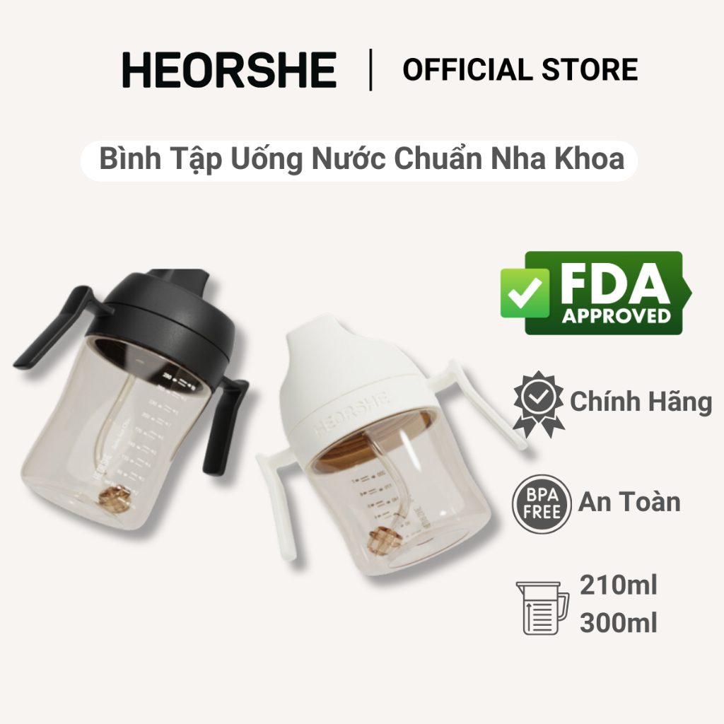 Bình Tập Uống Nước Chuẩn Nha Khoa HEORSHE Dental care Sippy Cup Tay Cầm Tiện Lợi HEORSHEVN