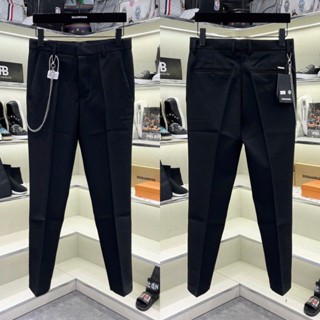 Quần tây âu nam DSQ slimfit vải chéo 79 trơn tag logo túi phối dây xích bạc móc chữ ICON boy phố QA46P