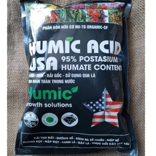  Phân bón Humic Axit USA 95%  dạng vảy 1kg  Hải An Khang cải tạo đất dưỡng rễ bung chồi phục hồi cây yếu 