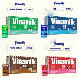 Thùng 48 Hộp x 110ml Sữa Tươi Có  Đường - Ít Đường Vinamilk 100%