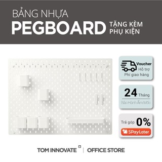 [Tặng Kệ và 5 Móc] Kệ Bảng Pegboard Nhựa Tom Innovate Chống Nước, Kẹp Bàn, Treo Tường Kèm Phụ Kiện