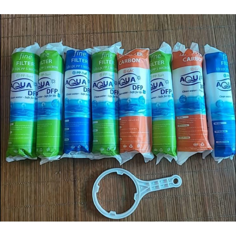 Bộ Lõi Lọc Nước Aqua 8 Lõi, Thay Thế Các Lõi Số 1, 2, 3 Cho Máy Lọc Nước