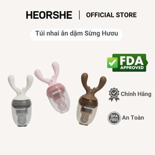 Túi Nhai Ăn Dặm Sừng Hươu HEORSHE Silicone cao cấp không chứa BPA an toàn cho bé tập ăn HEORSHEVN