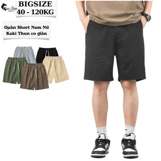 Bigsize 45-110KG Quần Short Nam Nữ Kaki Co Giãn Short Cargo Basic - Kaki Trơn - Đen/Nâu/Kem/Rêu/Xám