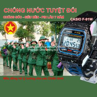 Đồng Hồ Nam/Nữ Casio F-91W1 .a., Chống Nước Tuyệt Đối, Siêu Bền, Pin Lâu 7 Năm, Bản Huyền Thoại