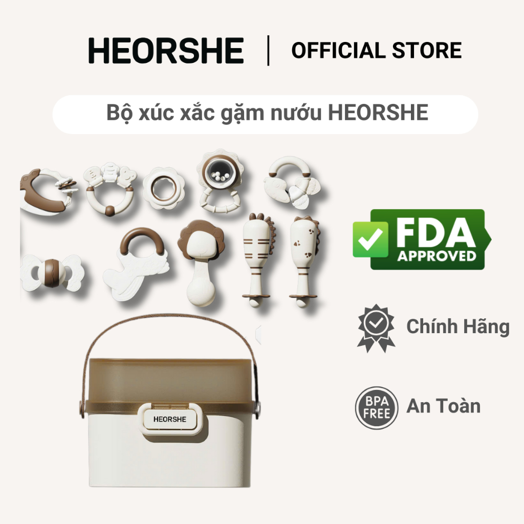 Bộ xúc xắc gặm nướu HEORSHE cho bé từ 0m+ HEORSHEVN