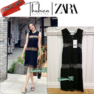 (Chính hãng size S)Váy mini ZARA 2488/009/800 sát nách phối vải đen và ren(kèm ảnh thật)