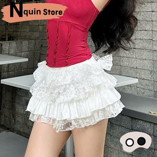 Chân váy ngắn phối rẹn nhiều tầng có lót quần, Chân váy xòe lưng chun cạp cao dáng ngắn phong cách sexy Nquin Store