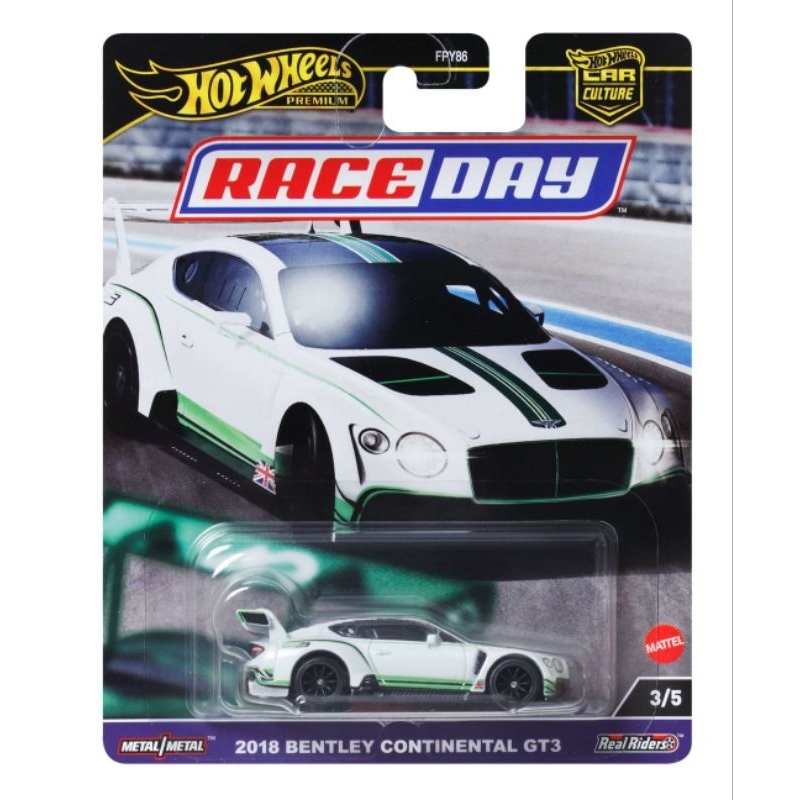 Toysk xe mô hình 2018 Bentley Continental  GT3 Hotwheels Premium Trắng tỷ lệ 1:64