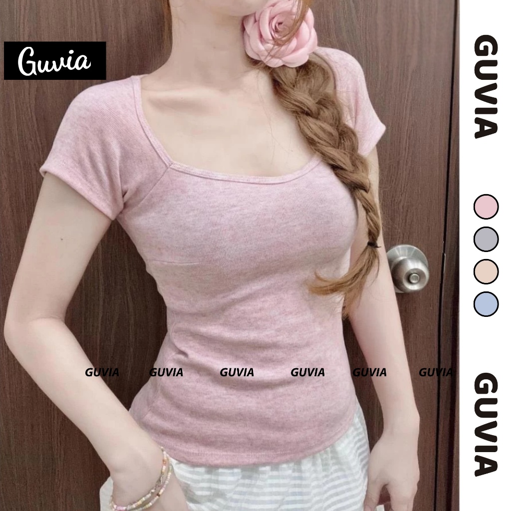 [Bản Mới] Áo Thun Cúp Cổ Vuông Ôm Gọn Tôn Dáng chất tăm mịn mát mặc thoải mái Guvia ADD58 | BigBuy360 - bigbuy360.vn