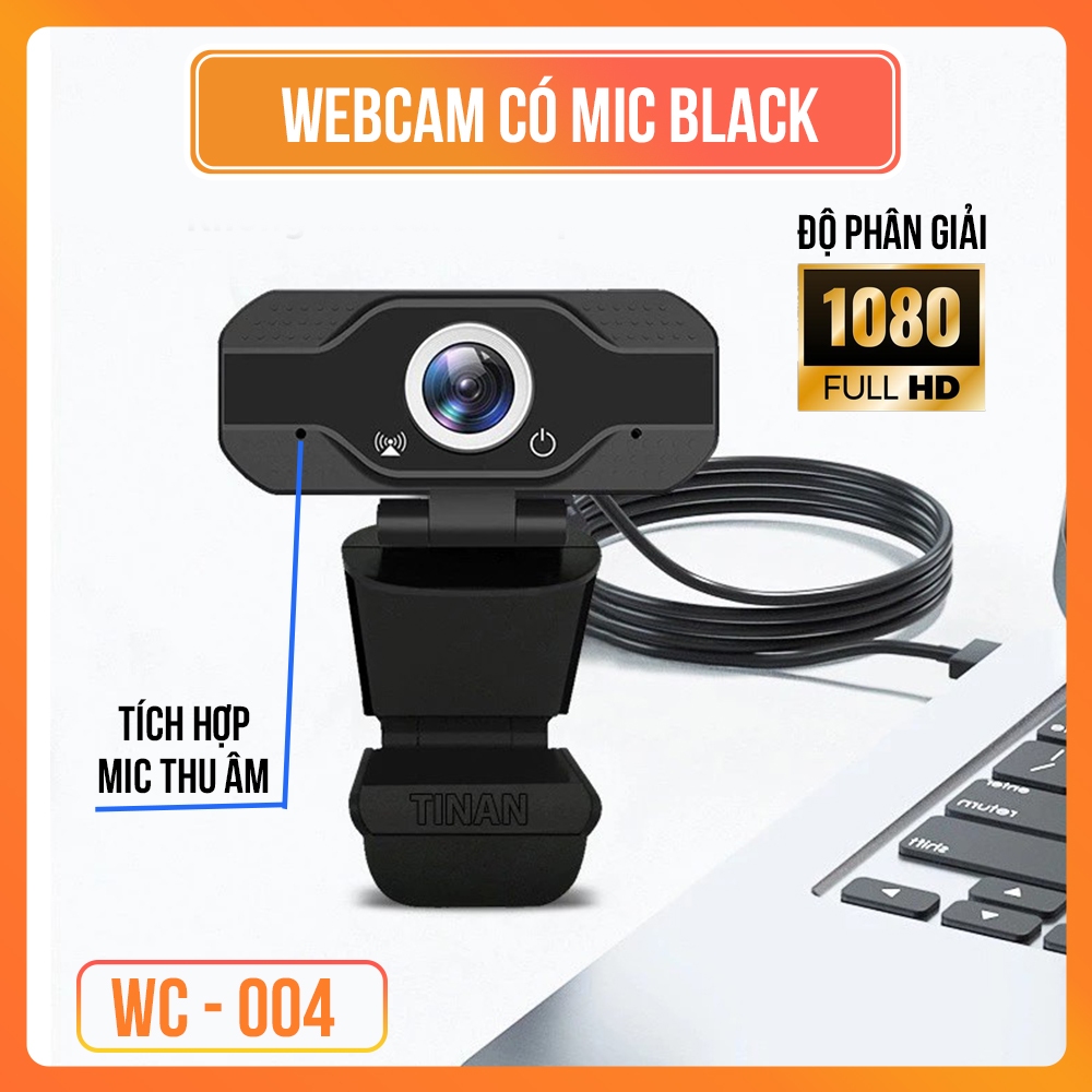 Webcam Máy Tính Có Mic Full HD 1080p WC-004 – Tự Động Lấy Nét, Cắm Là Dùng, Gắn Được PC Laptop