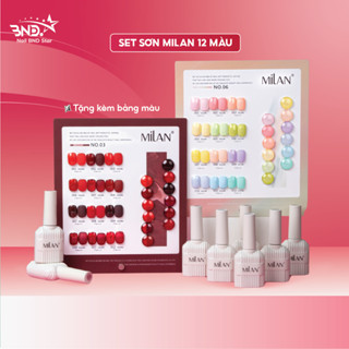 Set sơn gel Milan chính hãng 12 màu - Sơn móng tay gel làm nail tone đỏ, pastel tặng kèm bảng màu