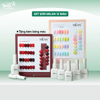 Set sơn gel 12 màu Milan chính hãng - Sơn móng tay gel làm nail tone đỏ, pastel tặng kèm bảng màu