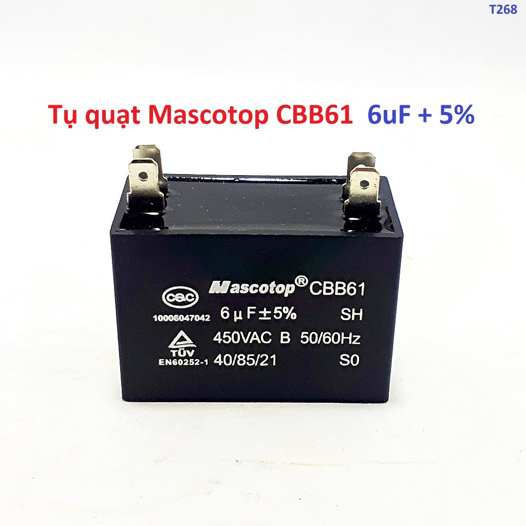 Tụ quạt CBB61 MASCOTOP  6uF + 5%