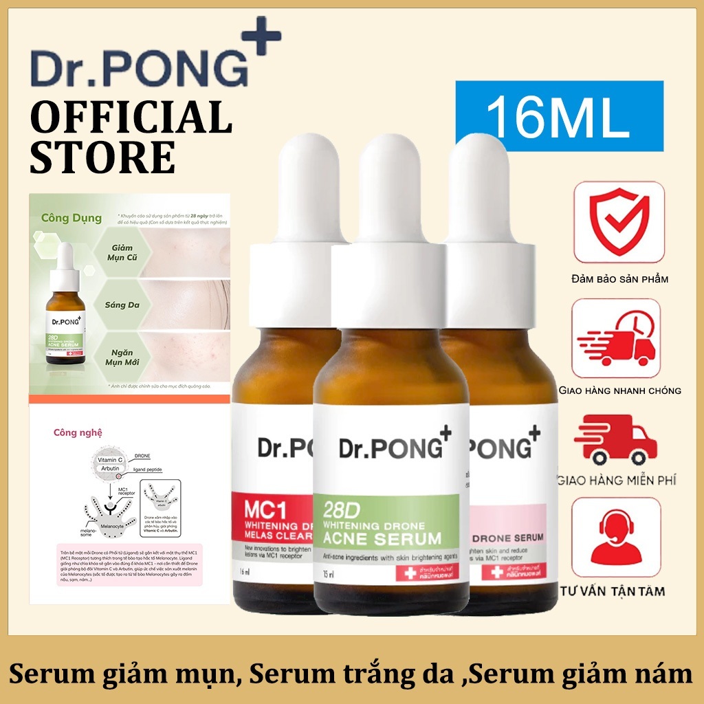 Serum giảm mụn, ngừa thâm mụn Dr.PONG 28D Whitening Drone Acne 15ml (skincare)