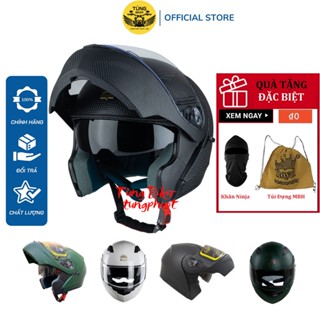 Mũ Bảo Hiểm Fullface Royal M179 Vân Carbon Mũ Lật Cằm 2 Kính (TẶNG Khăn Trùm Ninja + Túi)