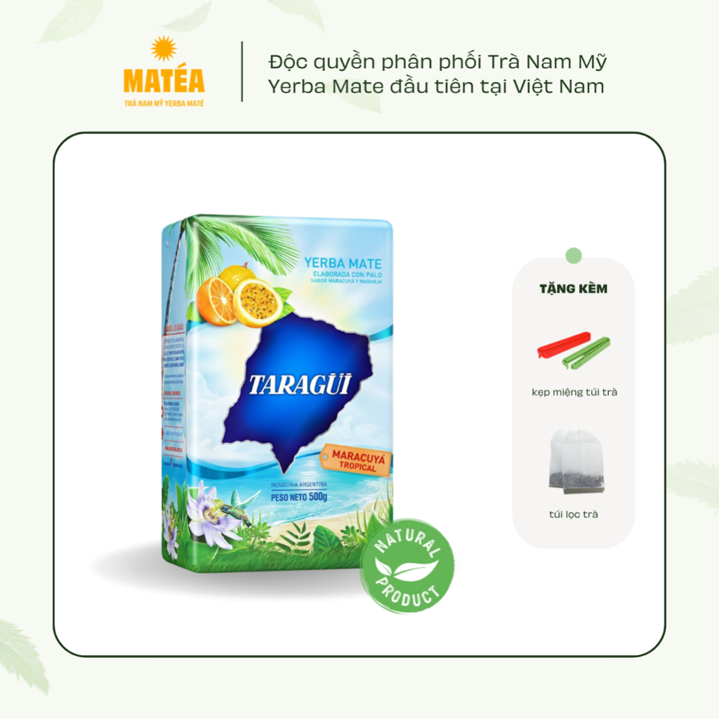 Trà Yerba Mate TARAGUI Vị Chanh Leo 500gr Maracuyá Trà Nam Mỹ