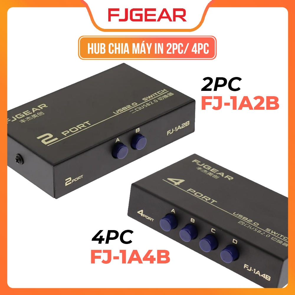 Bộ Chia Máy In FJGEAR Ra 2PC/4PC – Dùng Chung 1 Máy In Qua Cổng USB 2.0 – Thao Tác Dễ Dàng
