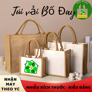 Túi hộp vải bố đay phong cách vitage thời trang có thể in logo
