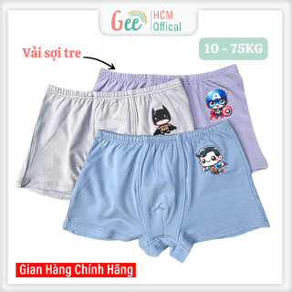 Set 3 quần lót đùi bé trai siêu nhân Gee 10-75kg, quần chip, sịp bé tập mặc, vải sợi tre mềm mịn, thấm hút, co giãn