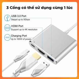 Cáp Chuyển Đổi Type C To HDMI/USB 3.0/Type C – Xuất Full HD 1080P Macbook, Hỗ Trợ Laptop, Điện Thoại