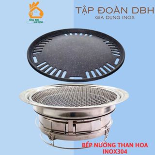 [RẺ NHẤT] Bếp nướng than hoa bộ 2 loại vỉ (Có đế) inox304 DBH chuyên dụng cho hàng quán và gia đình bền sạch tiện dụng