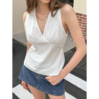 ✨Luminous - Áo sát nách cổ chữ V màu trơn cột dây phía sau✨