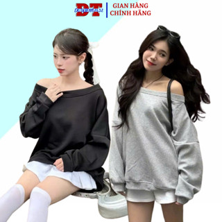 Áo Sweater Trễ Vai Nỉ Lông Nhiều Màu Nữ Tính Thu Đông 2025, ao lệch vai sexy phong cách mặc nhà dự tiệc 4 size - DTB