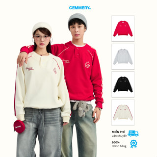 Áo Sweater CEMMERY Local Brand Chính Hãng Button Sweater Cổ Chữ Y Vải 2 Da Unisex 4 Màu