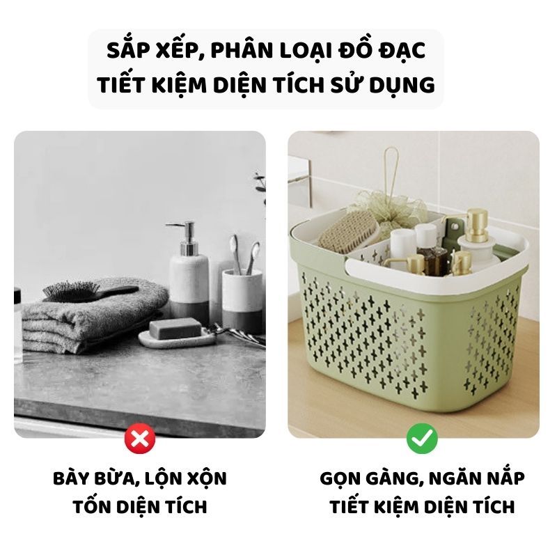 Giỏ Đựng Đồ Nhà Tắm Có Quai Xách ENODA HOME, Giỏ Nhựa Đựng Đồ Đa Năng Thoát Nước Tốt Q045 | BigBuy360 - bigbuy360.vn