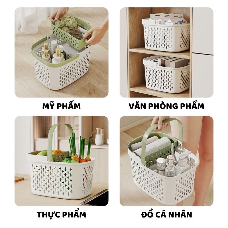 Giỏ Đựng Đồ Nhà Tắm Có Quai Xách ENODA HOME, Giỏ Nhựa Đựng Đồ Đa Năng Thoát Nước Tốt Q045 | BigBuy360 - bigbuy360.vn