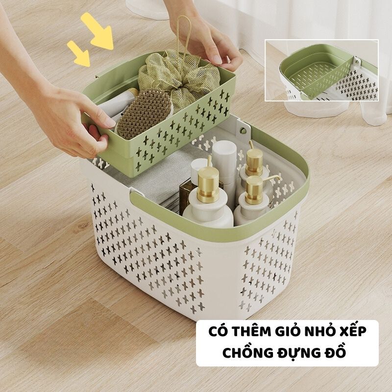 Giỏ Đựng Đồ Nhà Tắm Có Quai Xách ENODA HOME, Giỏ Nhựa Đựng Đồ Đa Năng Thoát Nước Tốt Q045 | BigBuy360 - bigbuy360.vn