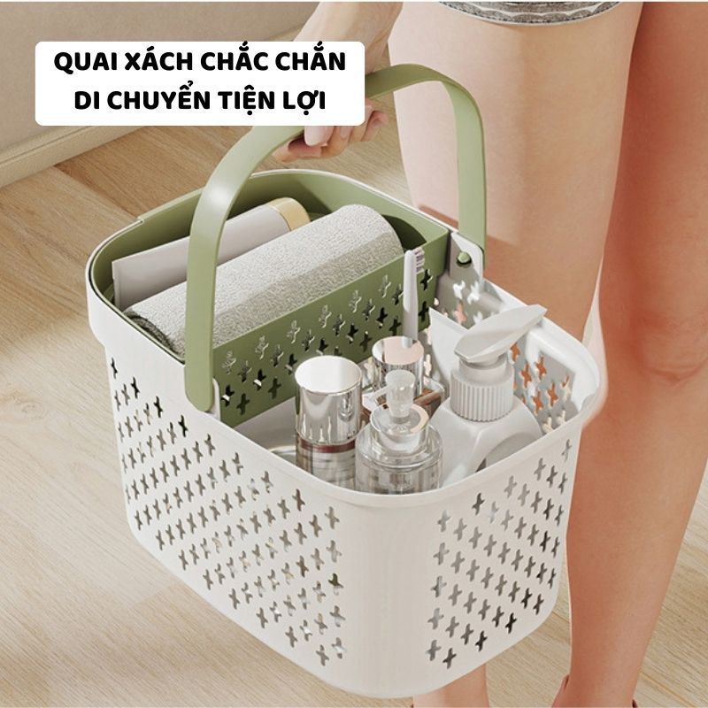 Giỏ Đựng Đồ Nhà Tắm Có Quai Xách ENODA HOME, Giỏ Nhựa Đựng Đồ Đa Năng Thoát Nước Tốt Q045 | BigBuy360 - bigbuy360.vn