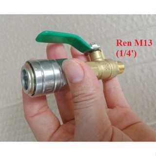  Bộ đầu nối nhanh dây hơi máy nén khí ren ngoài 13mm có van khóa 