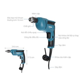 Máy khoan gỗ, sắt makita m6001b cs 450w , đầu khoan 10mm - chính hãng