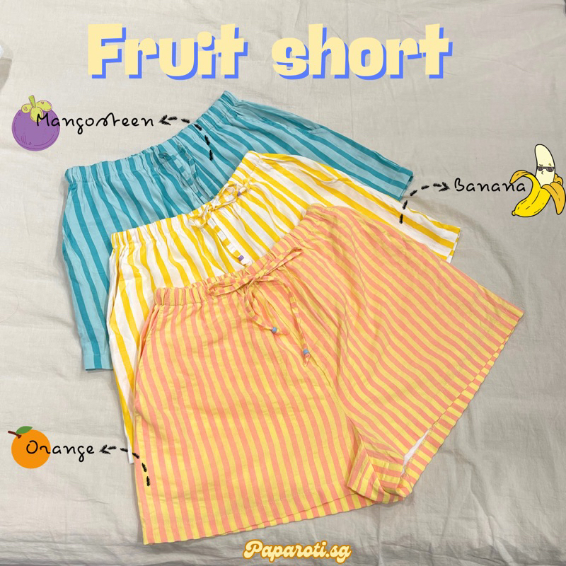 Fruit Short - Quần short ngắn kẻ sọc 2 lớp - Paparoti.sg