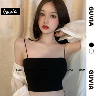 Áo Hai Dây Croptop Sợi Bún Ôm Body Thun Gân, Áo dây Croptop kiểu Sexy dáng ôm Siêu Đẹp GUVIA CR18