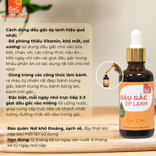 Dầu gấc ép lạnh dầu gấc cao cấp, hàm lượng Lycopene cao, Vitamin A dồi dào hũ 50ml