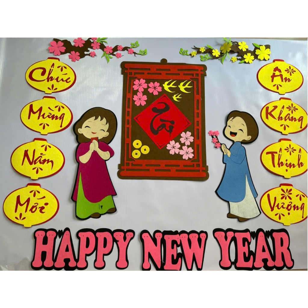 Tranh trang trí mầm non vải nỉ dạ/ tranh trang trí tết 02