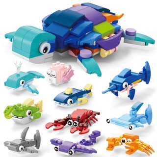 Bộ Đồ Chơi Lắp Ghép Thế Giới Đại Dương, Lắp Ráp Mini Các Loài Cá Xếp Hình Động Vật Biển Quà Cho Bé