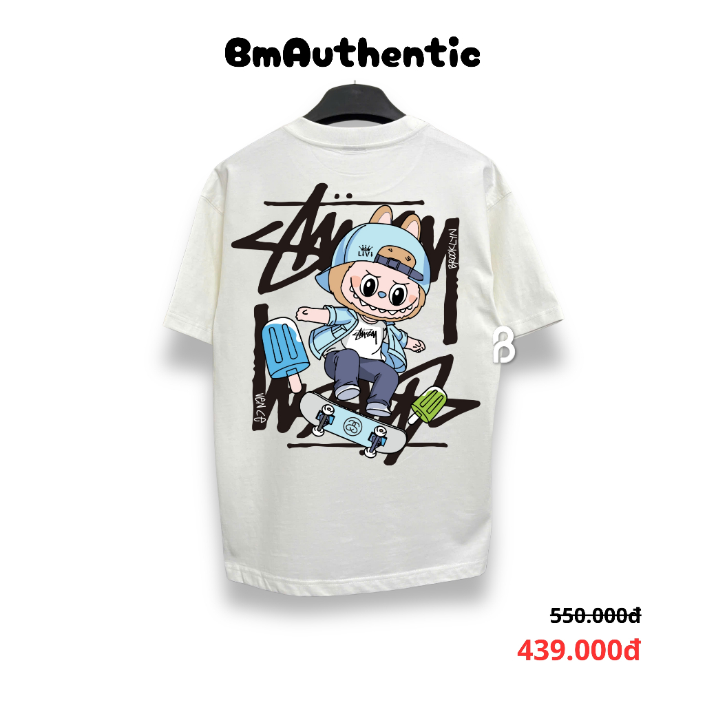   HIGH QUALITY  Áo Thun Stussy Brooklyn Skate Cotton Cao Cấp Form Rộng Unisex - BM Authentic 