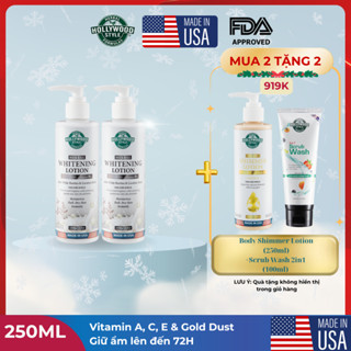 Combo 2 Lotion Dưỡng Trắng Da Body Chiết Xuất Thảo Mộc Từ Thiên Nhiên Hollywood Style 250ml Hỗ Trợ Dưỡng Trắng Da Body