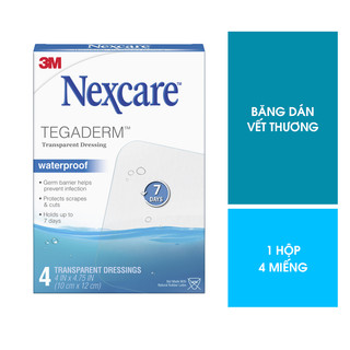 (Mua 1 tặng 1) Hộp 4 miếng gạc vô trùng chống thấm nước Nexcare 3M H1626, 10cm x 12cm, Mỹ