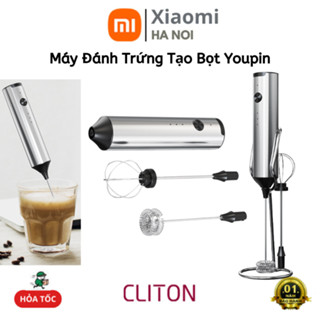 Máy Đánh Trứng Đánh Bọt Cafe Cầm Tay Mini 2 in 1 Xiaomi Youpin Cliton, 3 Tốc Độ, Có Giá Đỡ, Sạc Pin Type-C, BH 1 năm