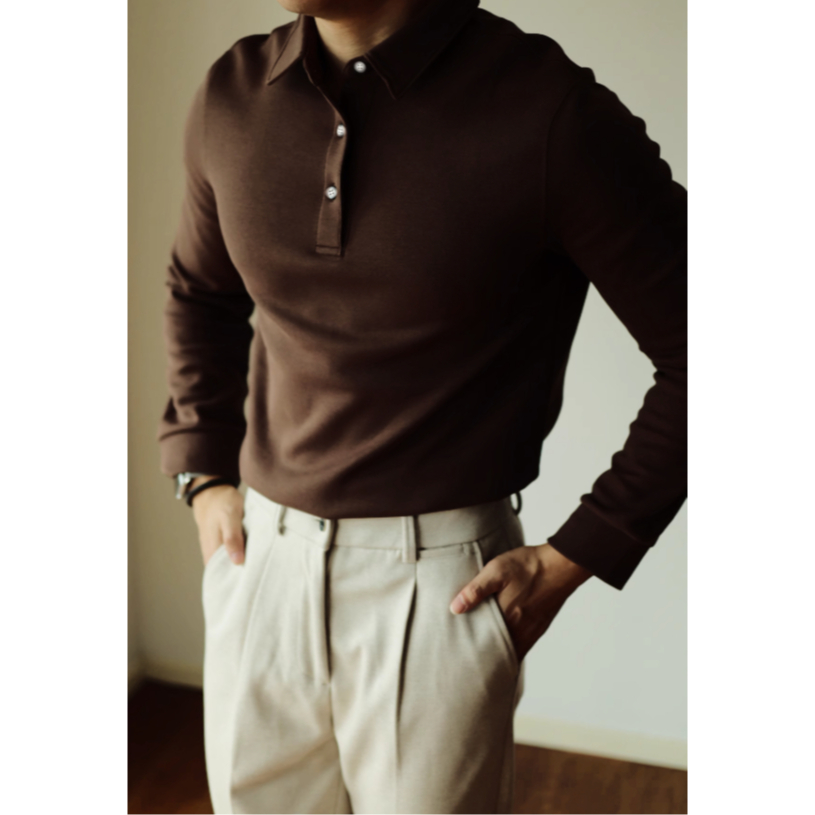 Áo polo Nỉ 2 lớp 320gsm xịn mịn SYLA tay dài thu đông thương hiệu ALPHA MAN | BigBuy360 - bigbuy360.vn